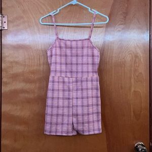 sm pink plaid romper